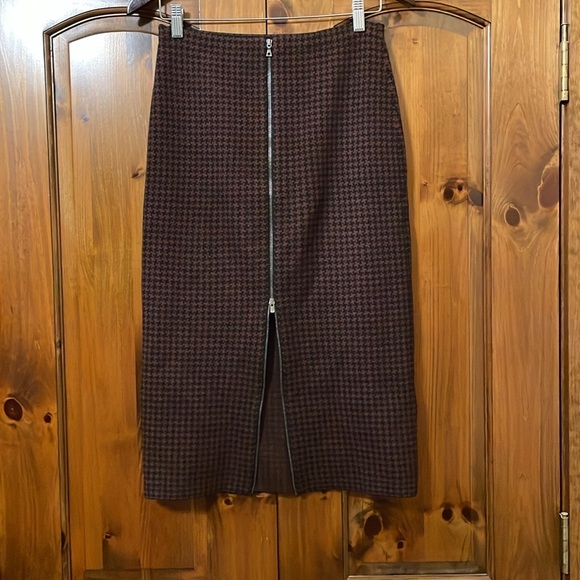 THEORY - Ornita Houndstooth Pencil midi Skirt, Black/Sumac, small - Picture 11 of 13